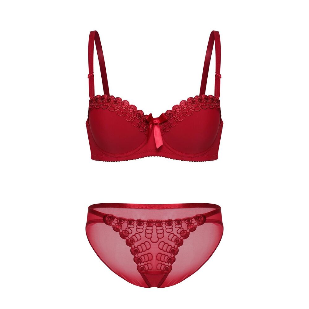 9619 Lace Push-Up Embroidered Bra Set Lace Underwear Bras and Panties